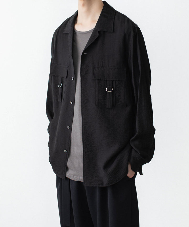 ATTACHMENT アタッチメントのLY/SI LAWN PATCH POCKET OPEN COLLAR L/S SHIRT - BLACKの公式通販サイトsession福岡セレクトショップ