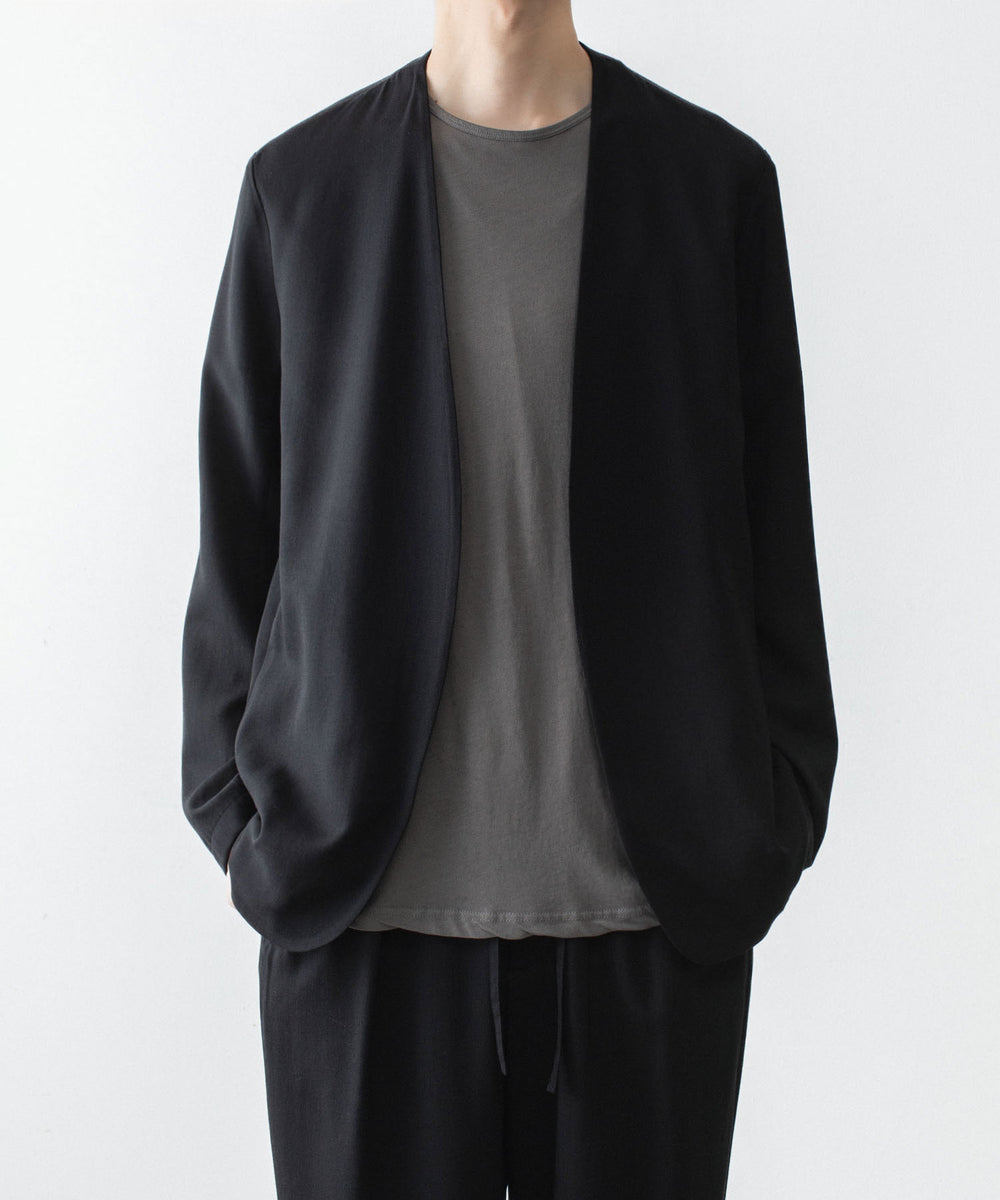 ATTACHMENT アタッチメントの2/90 WO TWIST TWILL COLLARLESS JKT - BLACKの公式通販サイトsession福岡セレクトショップ