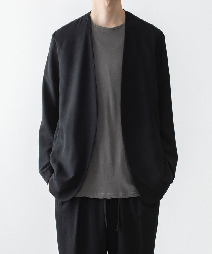 ATTACHMENT アタッチメントの2/90 WO TWIST TWILL COLLARLESS JKT - BLACKの公式通販サイトsession福岡セレクトショップ