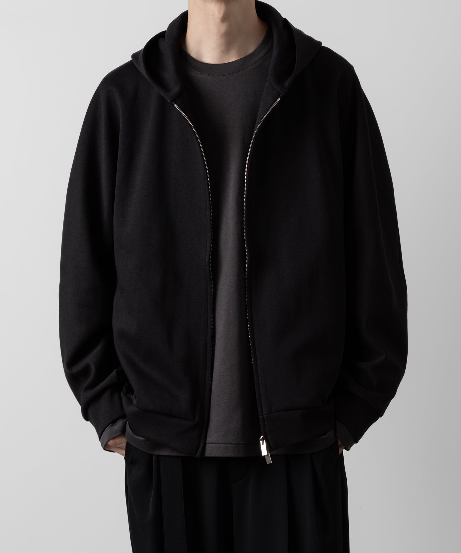 ATTACHMENT アタッチメントのCO/PE DOUBLE KNIT ZIP UP HOODIE - BLACK 公式通販サイトsession福岡セレクトショップ