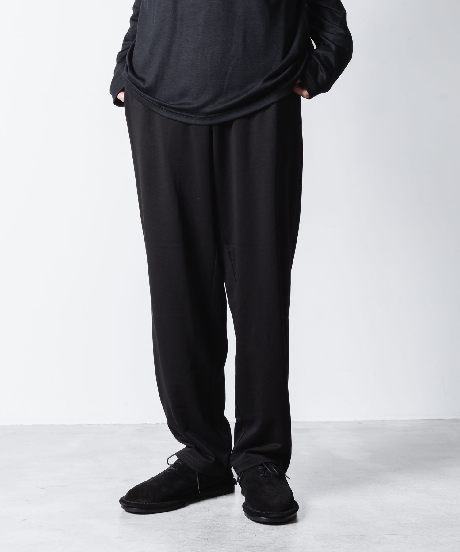 ATTACHMENT アタッチメントのCOTTON DOUBLE FACE LOUNGE TROUSERS - BLACKの公式通販サイトsession福岡セレクトショップ