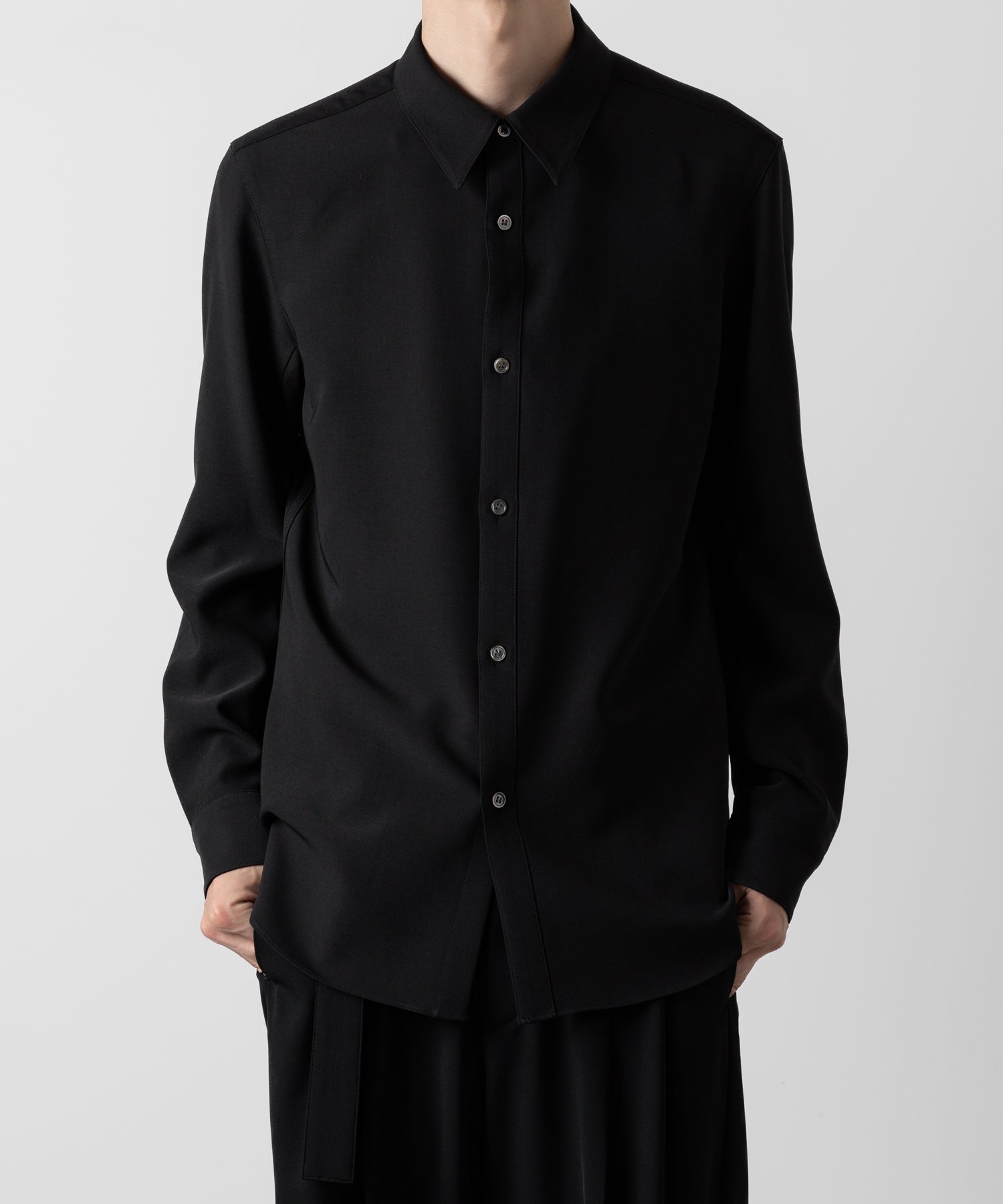 ATTACHMENT アタッチメントのPE STRETCH VIYELLA REGULAR COLLAR DRESS SHIRT - BLACK 公式通販サイトsession福岡セレクトショップ