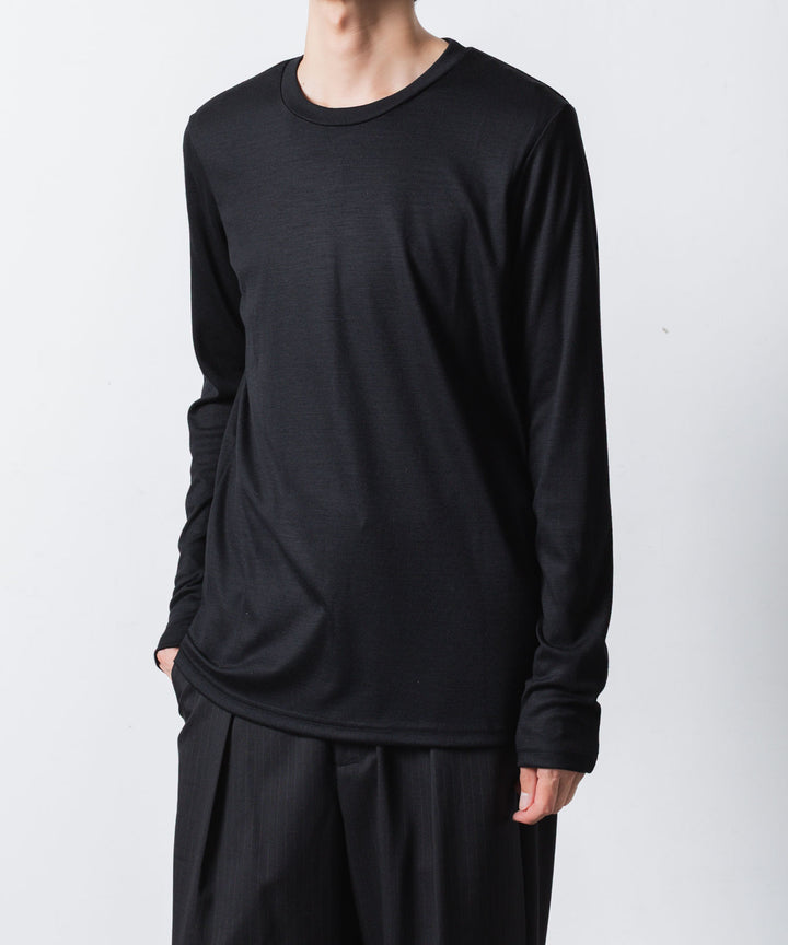 ATTACHMENT アタッチメントの1/60 WOOL SMOOTH SLIM FIT L/S TEE - BLACKの公式通販サイトsession福岡セレクトショップ