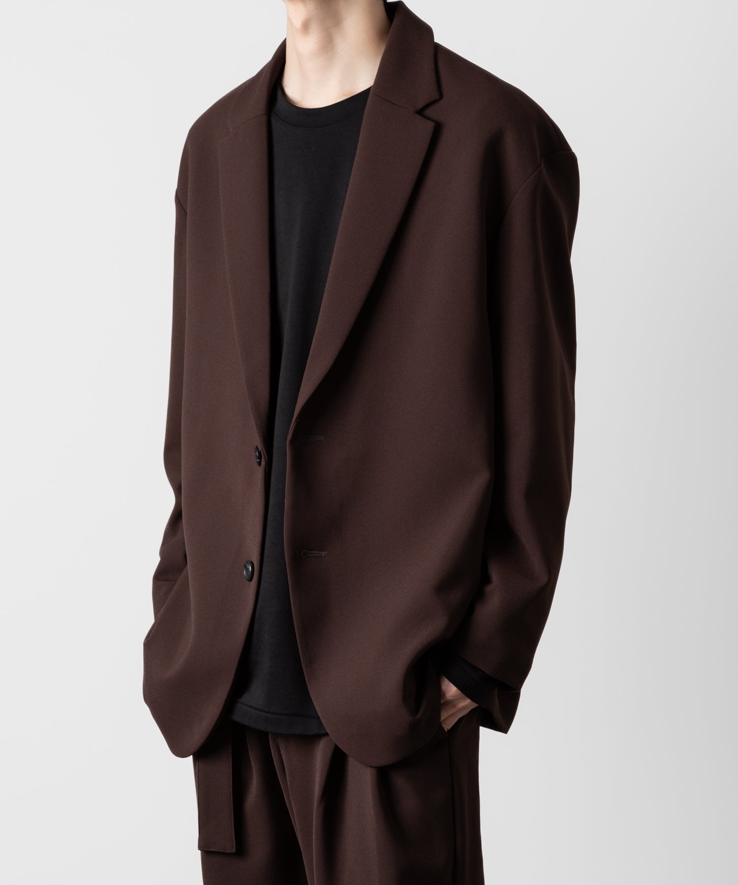 ATTACHMENT アタッチメントのPE STRETCH DOUBLE CLOTH OVERSIZED 2B JACKET - BROWN 公式通販サイトsession福岡セレクトショップ