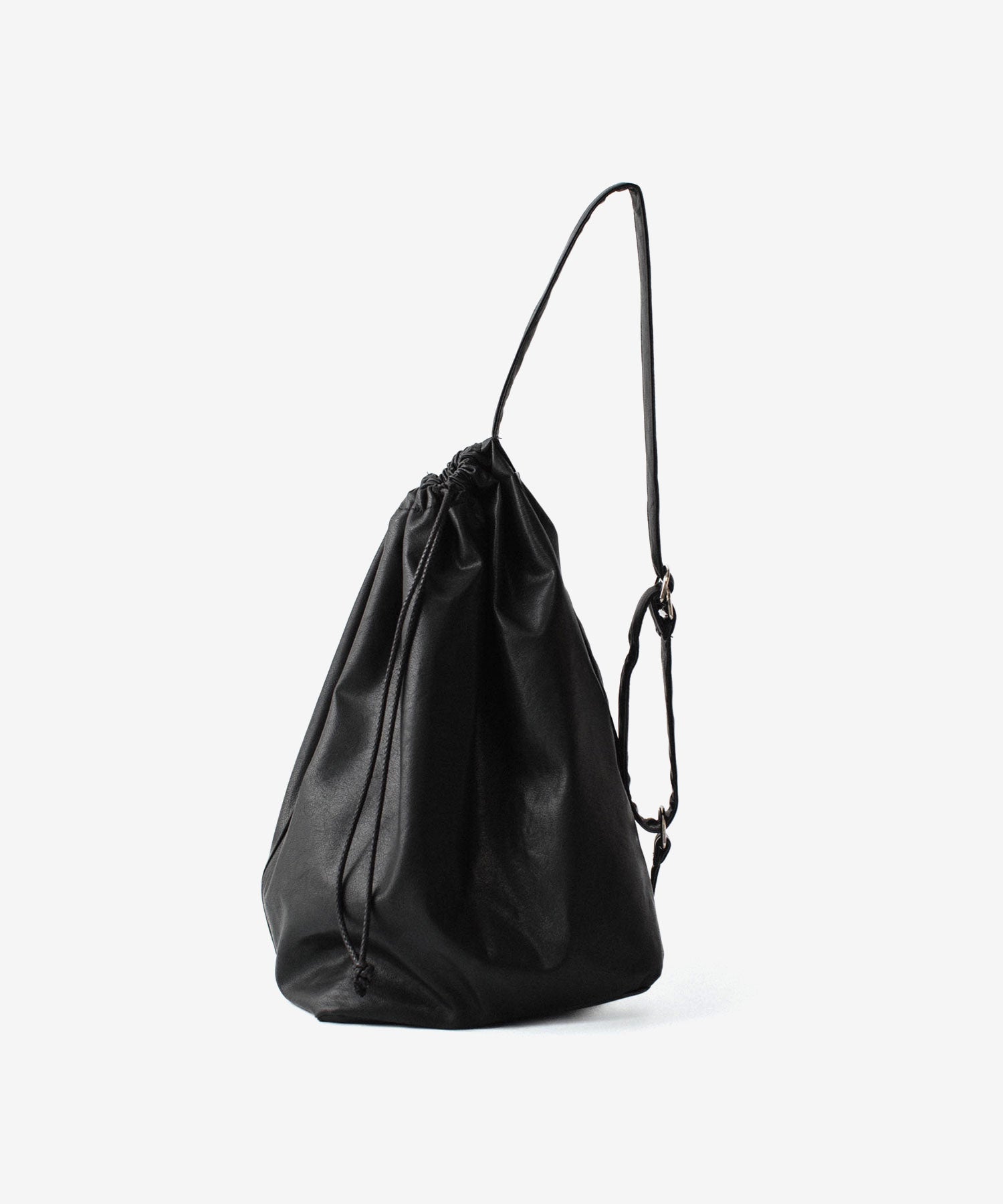 ATTACHMENT /アタッチメント】SYNTHETIC LEATHER BUCKET BAG - BLACK