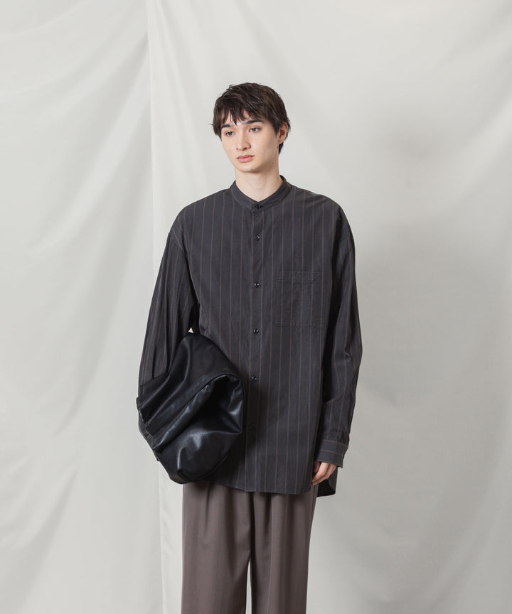 ATTACHMENT アタッチメントのCU/CO STRIPE TWILL BANDCOLLAR L/S SHIRT - S.GRAYの公式通販サイトsession福岡セレクトショップ