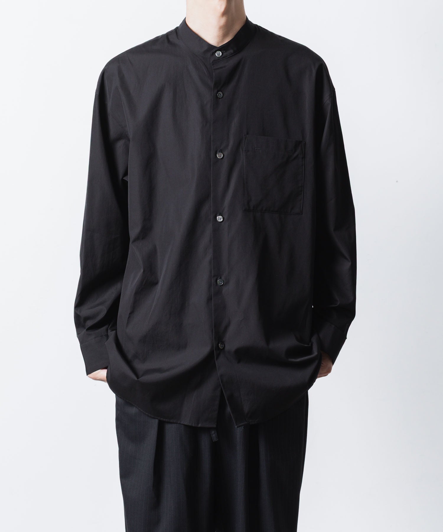 ATTACHMENT アタッチメントの140/2 GIZA BROAD BANDCOLLAR L/S SHIRT - BLACKの公式通販サイトsession福岡セレクトショップ