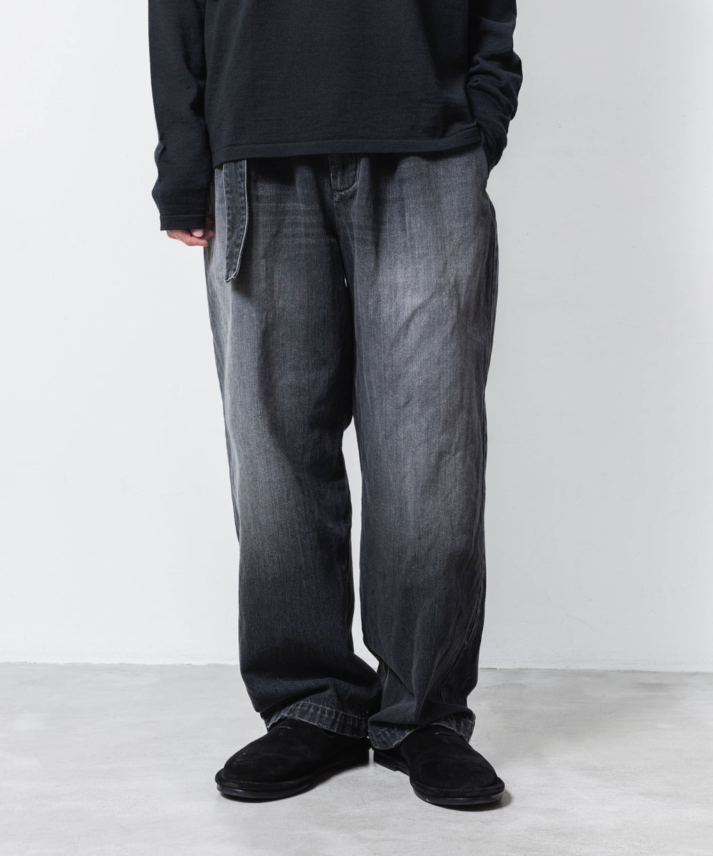 ATTACHMENT / EXCLUSIVE ITEMアタッチメントの11oz DENIM 1TUCK BELTED PANTS  - BLACKの公式通販サイトsession福岡セレクトショップ