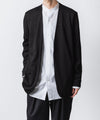 【 ATTACHMENT 】COTTON DOUBLE FACE COLLARLESS CARDIGAN - BLACK