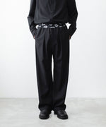 画像をギャラリービューアに読み込む, VEIN ヴェインの3/60 HIGH TWIST WOOL TRO EASY TROUSERS - BLACKの公式通販サイトsession福岡セレクトショップ
