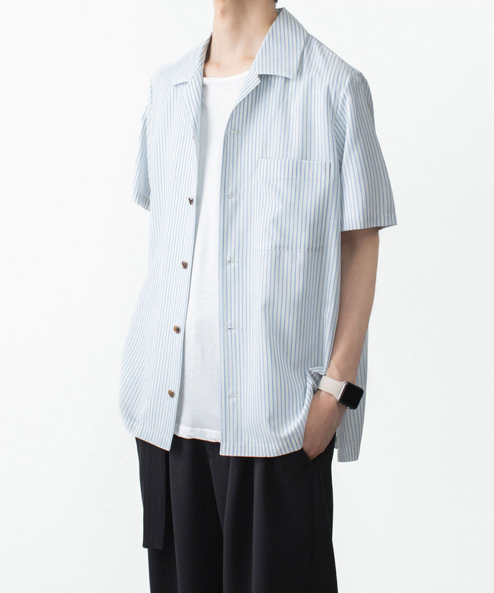 ATTACHMENT アタッチメントのWO/PE STRIPE OPEN COLLAR S/S SHIRT - S.BLUEの公式通販サイトsession福岡セレクトショップ