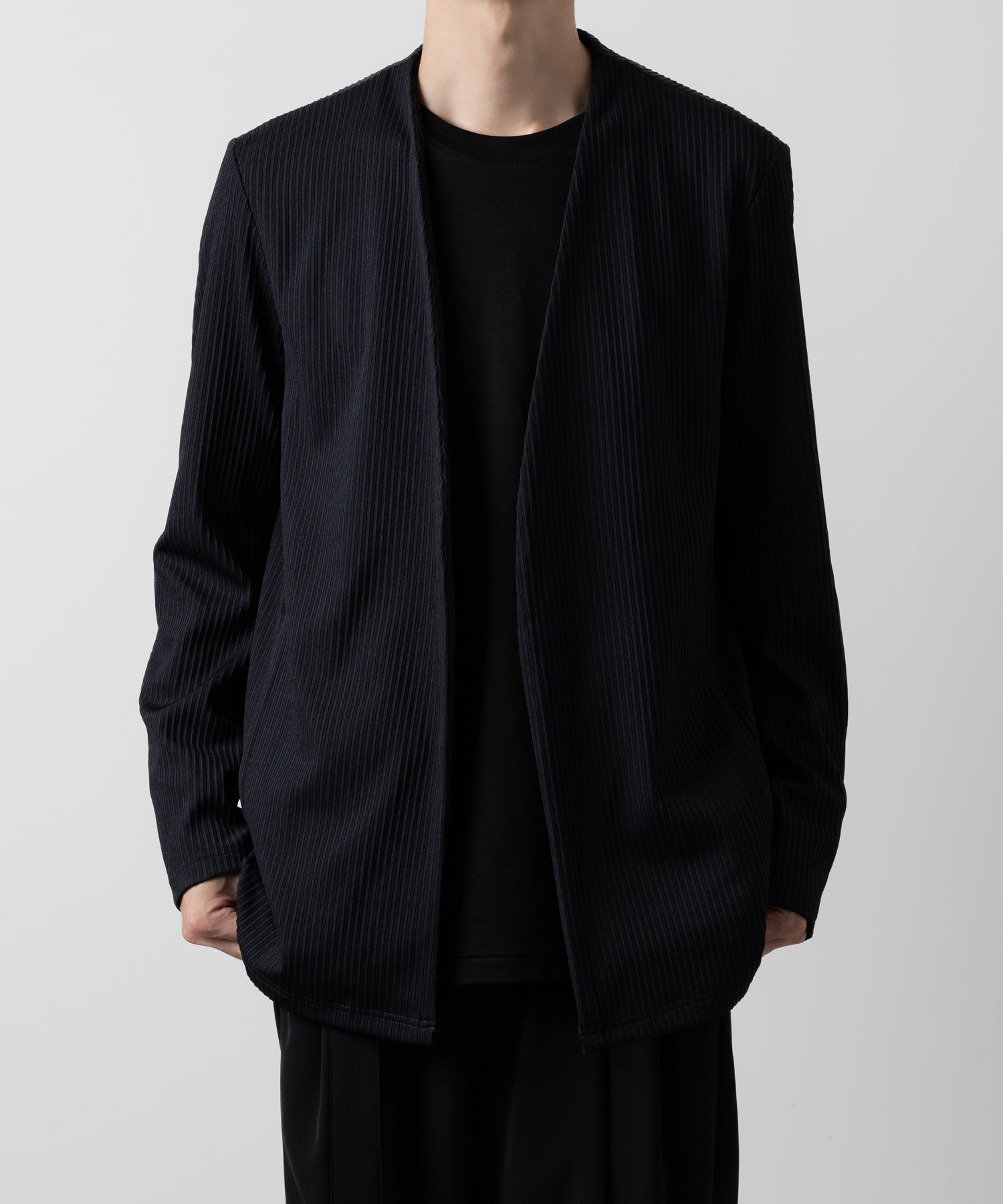 ATTACHMENT アタッチメントのPE STRETCH RIB COLLARLESS CARDIGAN - D.NAVY 公式通販サイトsession福岡セレクトショップ