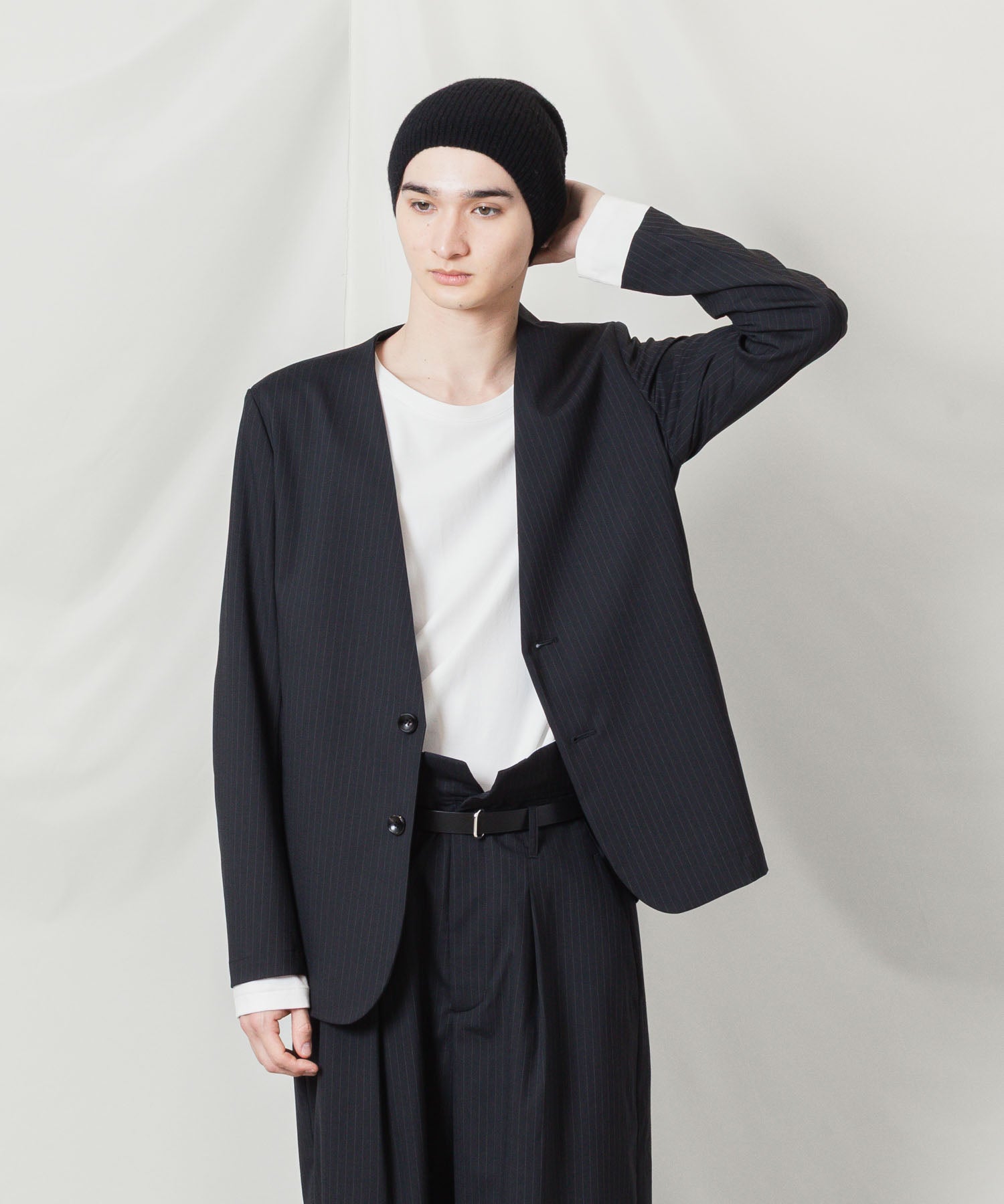 ATTACHMENT アタッチメントのT/W/SI STRETCH GABARDINE COLLARLESS JKT - S.BLACKの公式通販サイトsession福岡セレクトショップ