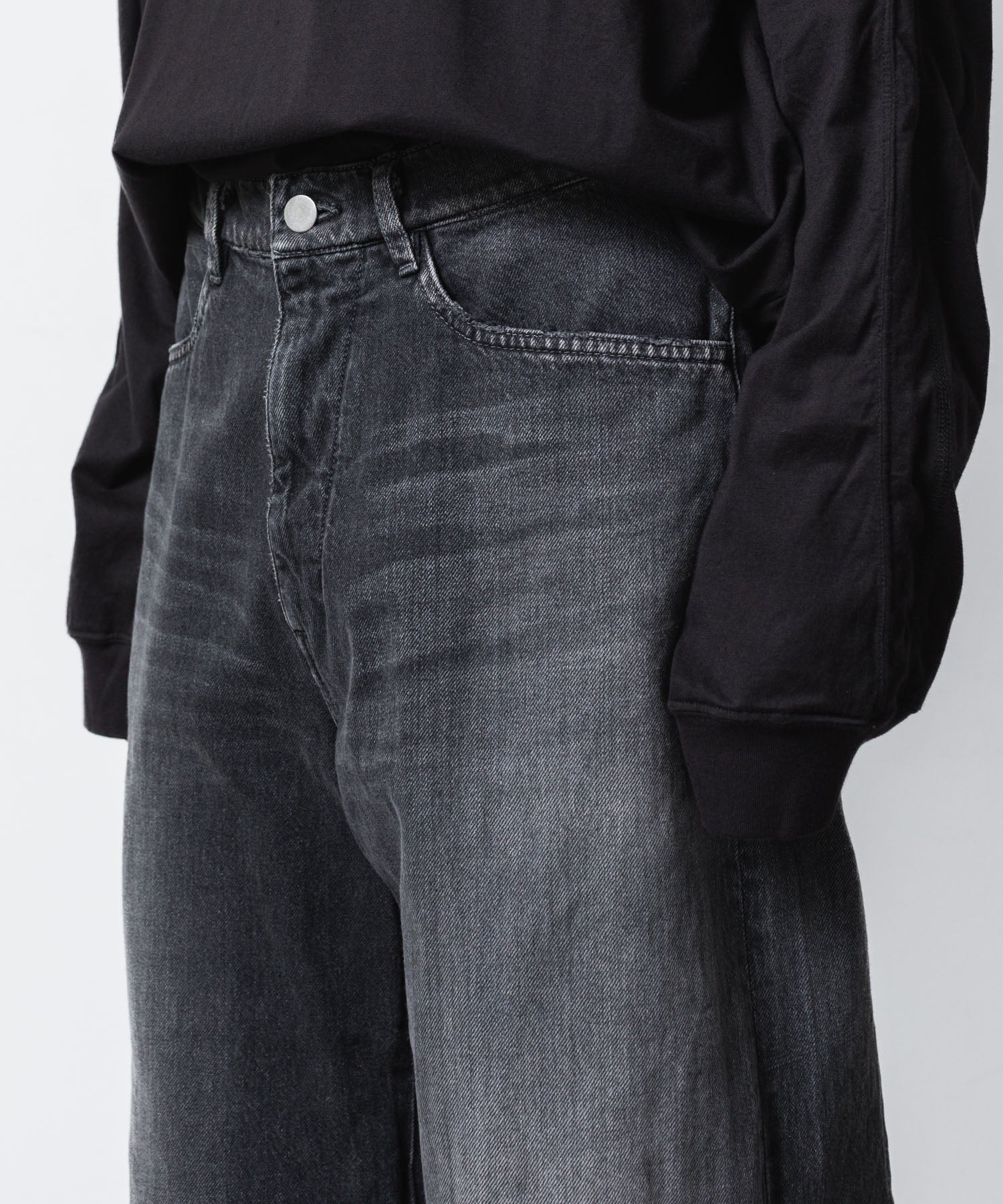 VEIN ヴェインの11OZ DENIM CUT OFF BAGGY TROUSERS - BLACKの公式通販サイトsession福岡セレクトショップ