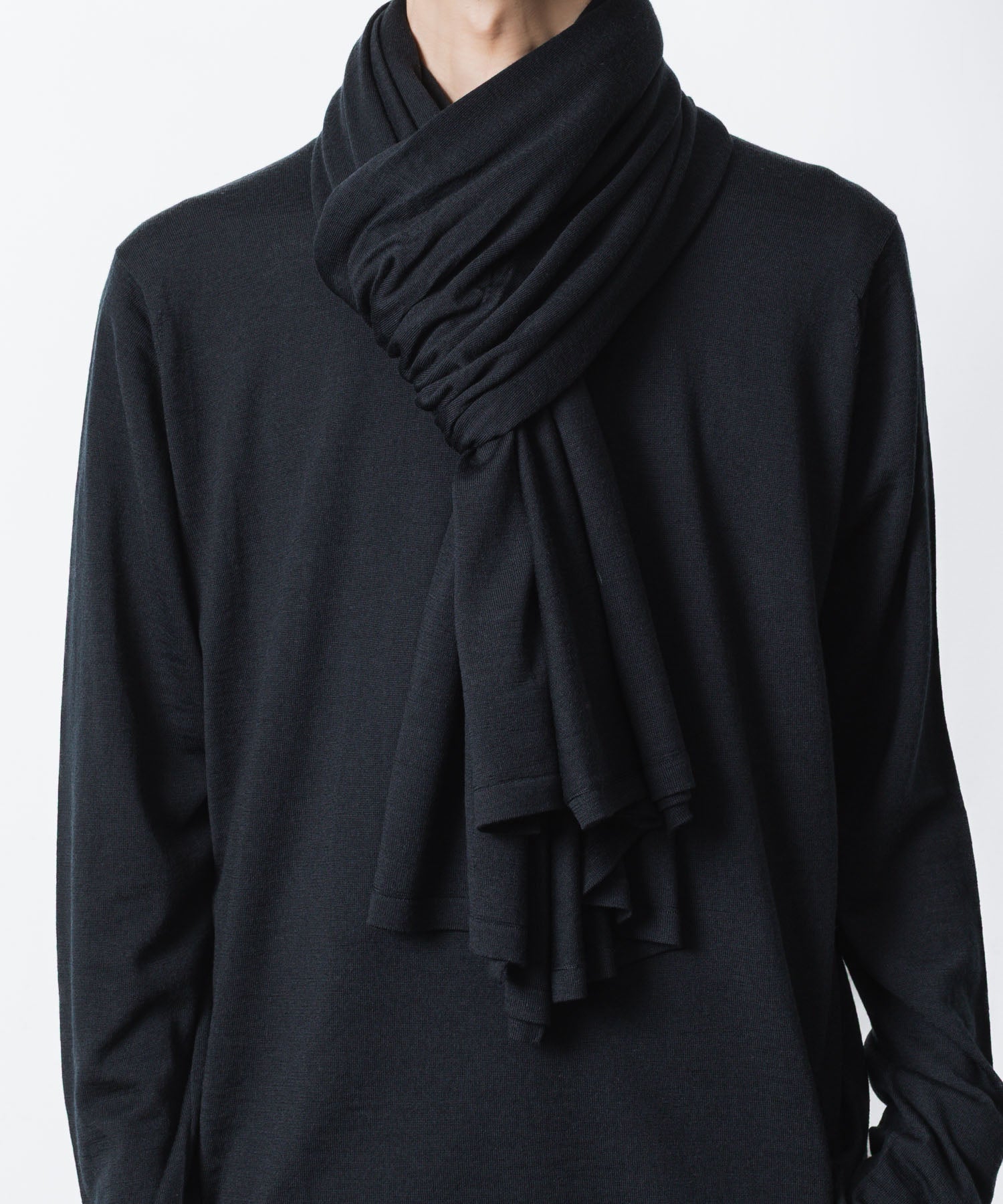 ATTACHMENT アタッチメント × JOHN SMEDLEYの× JOHN SMEDLEY MERINO EXTRAFINE WIDE STOLE - BLACKの公式通販サイトsession福岡セレクトショップ