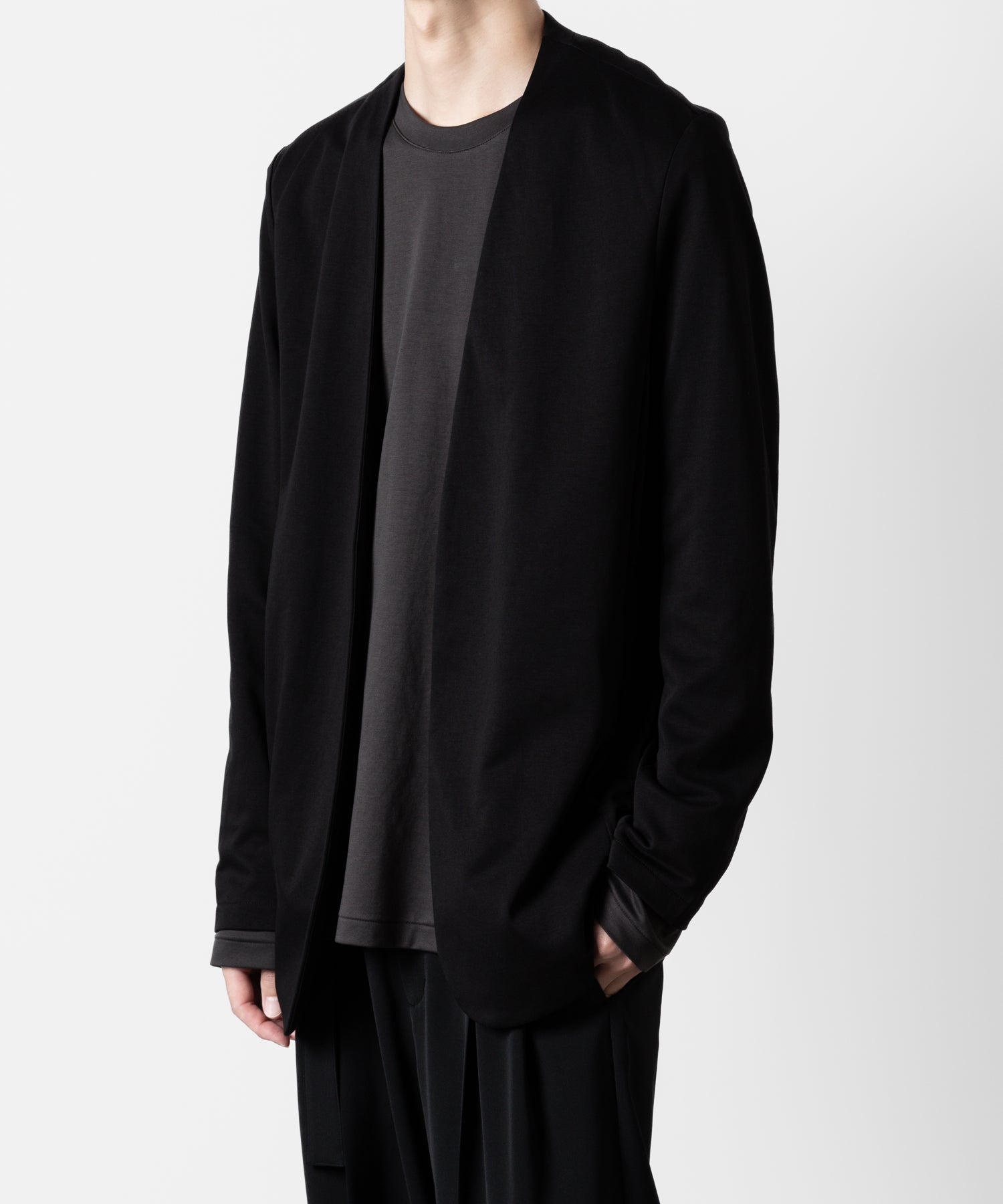 ATTACHMENT アタッチメントのCOTTON DOUBLE FACE COLLARLESS CARDIGAN - BLACK 公式通販サイトsession福岡セレクトショップ