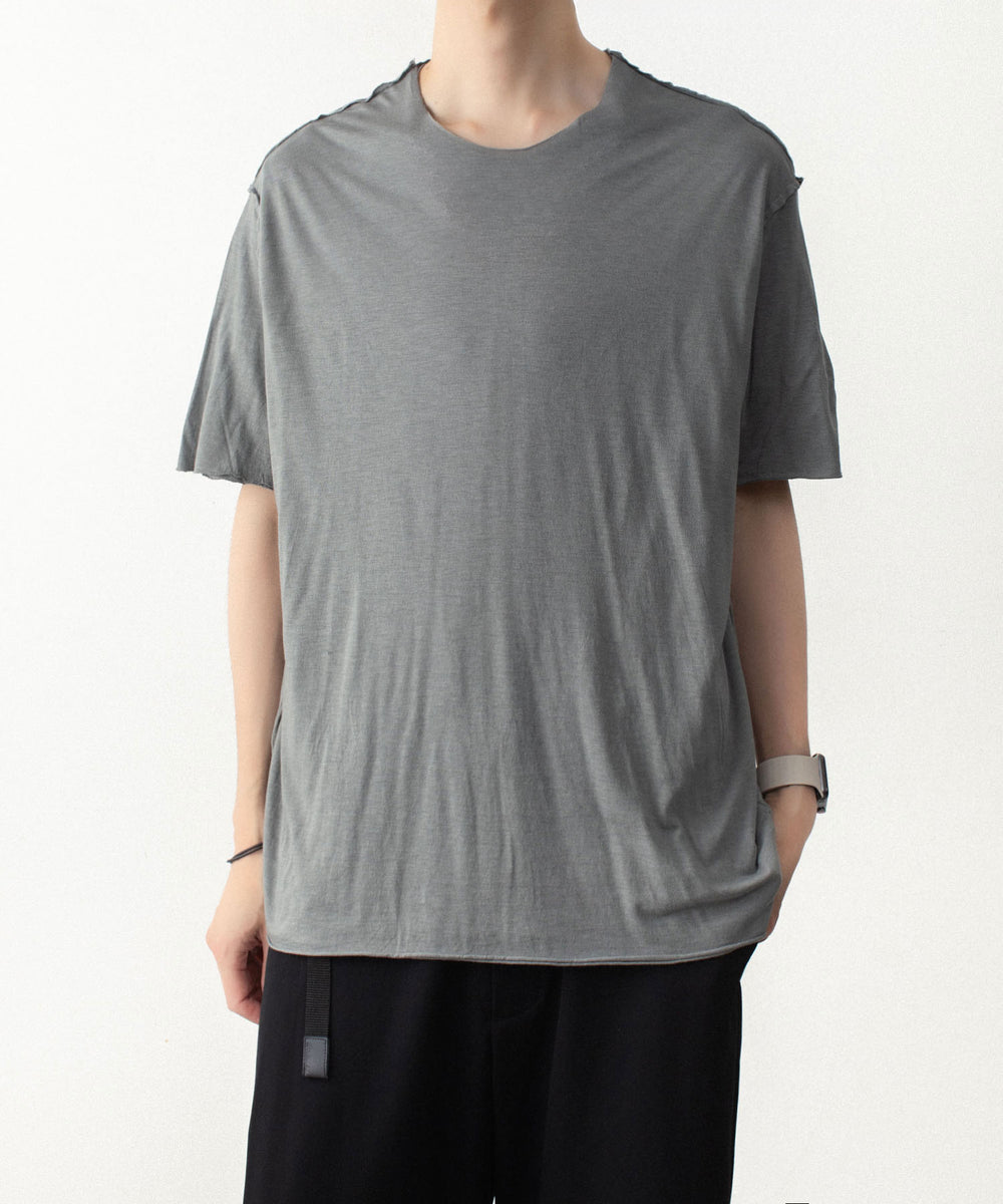 ATTACHMENT アタッチメントのCO/CU JERSEY SLIM FIT LAYERED S/S TEE - KHAKI GRAYの公式通販サイトsession福岡セレクトショップ