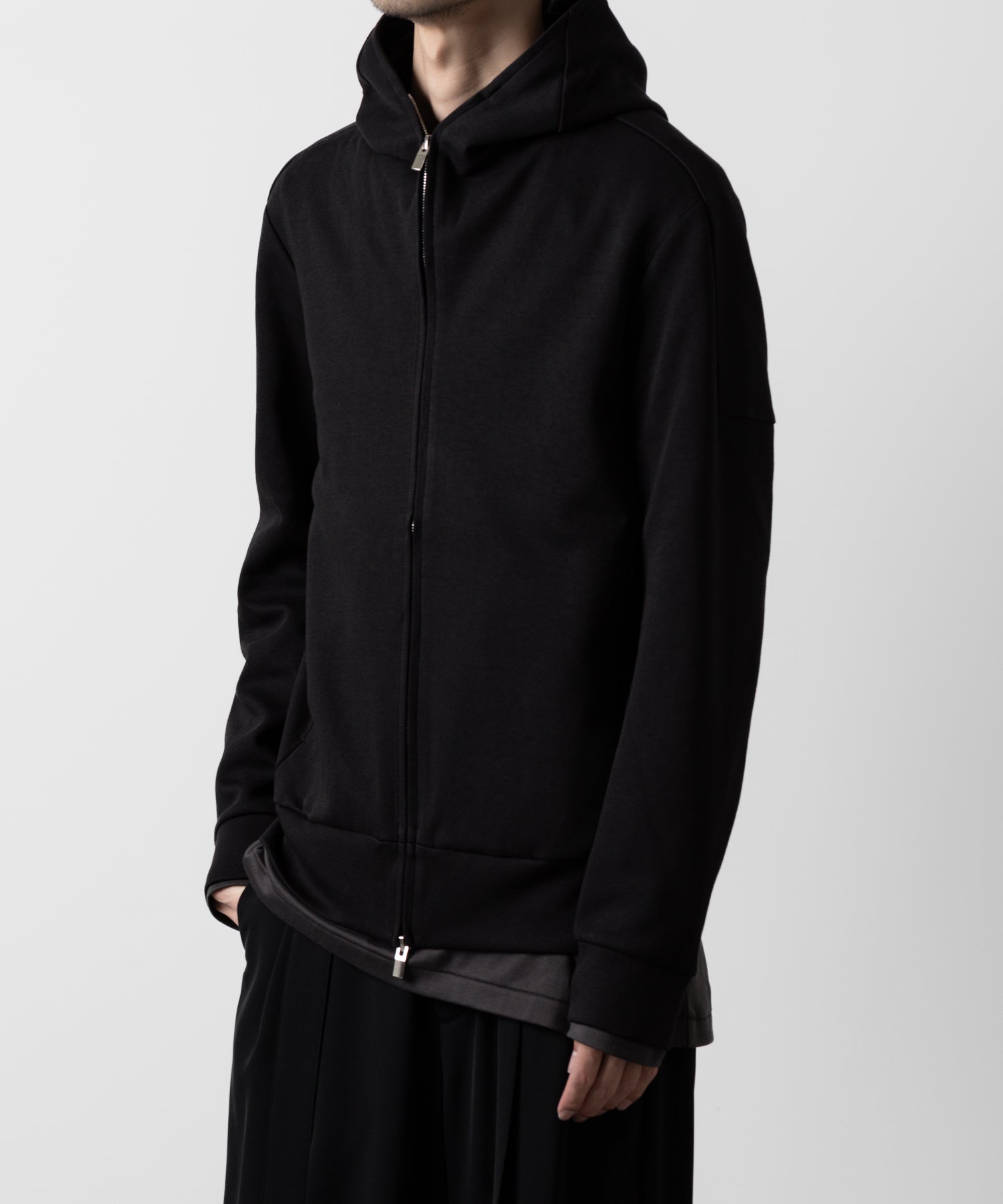 ATTACHMENT アタッチメントの限定CO/PE DOUBLE KNIT ZIP UP HOODIE - BLACKの公式通販サイトsession福岡セレクトショップ