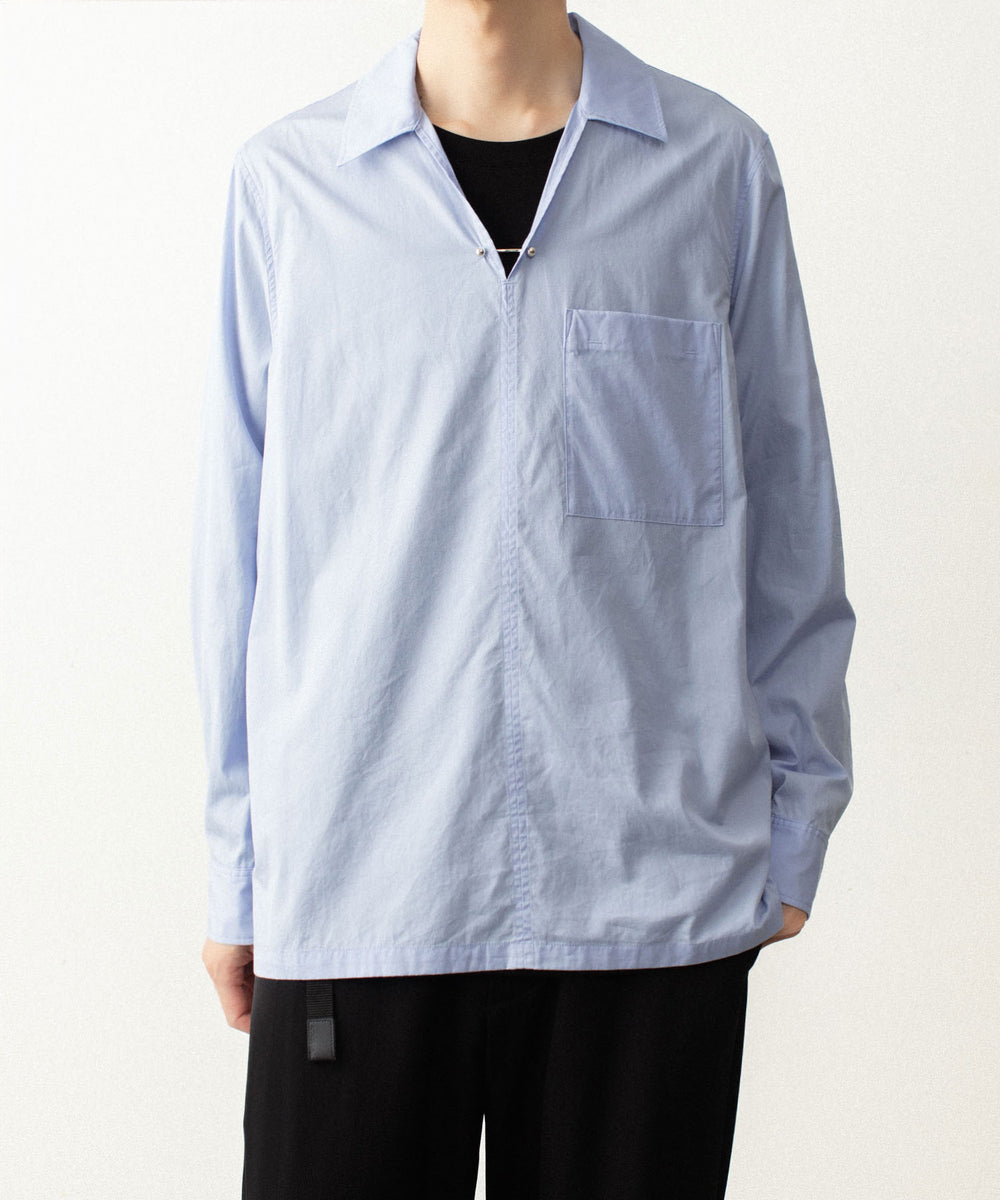 ATTACHMENT アタッチメントの140/2 GIZA BROAD PIERCED L/S SHIRT - L.BLUEの公式通販サイトsession福岡セレクトショップ