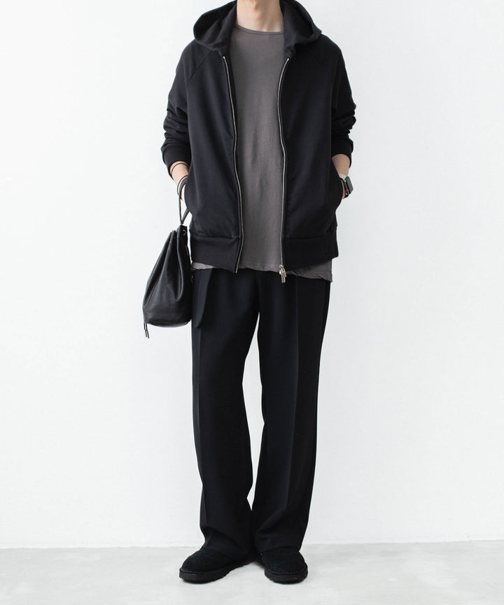 ATTACHMENT アタッチメントのPE STRETCH DOUBLE CLOTH BELTED STRAIGHT TROUSERS - BLACKの公式通販サイトsession福岡セレクトショップ