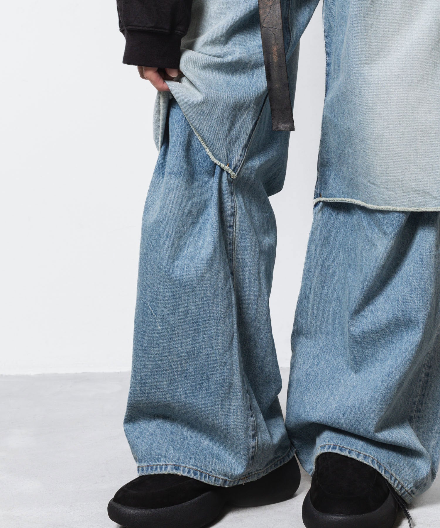VEIN ヴェインの11OZ DENIM CUT OFF BAGGY TROUSERS - L.NAVYの公式通販サイトsession福岡セレクトショップ