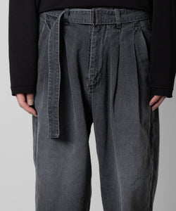 【ATTACHMENT】ATTACHMENT アタッチメントの11oz DENIM BELTED TAPERED FIT TROUSERS - BLACK 公式通販サイトsession福岡セレクトショップ