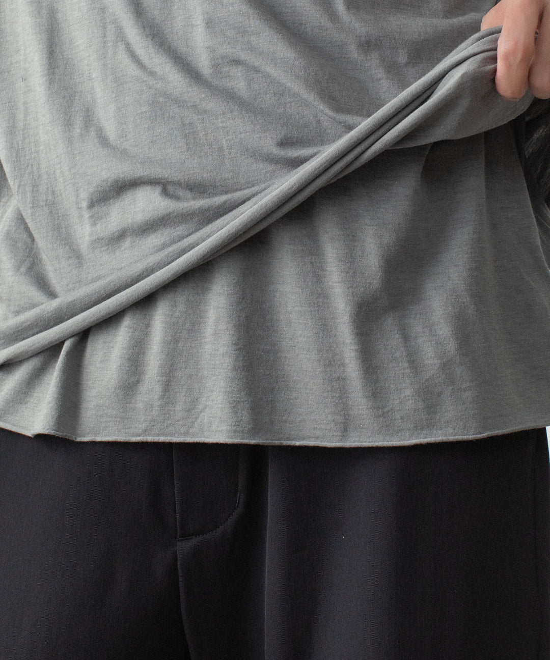 ATTACHMENT アタッチメントのCO/CU JERSEY SLIM FIT LAYERED S/S TEE - KHAKI GRAYの公式通販サイトsession福岡セレクトショップ
