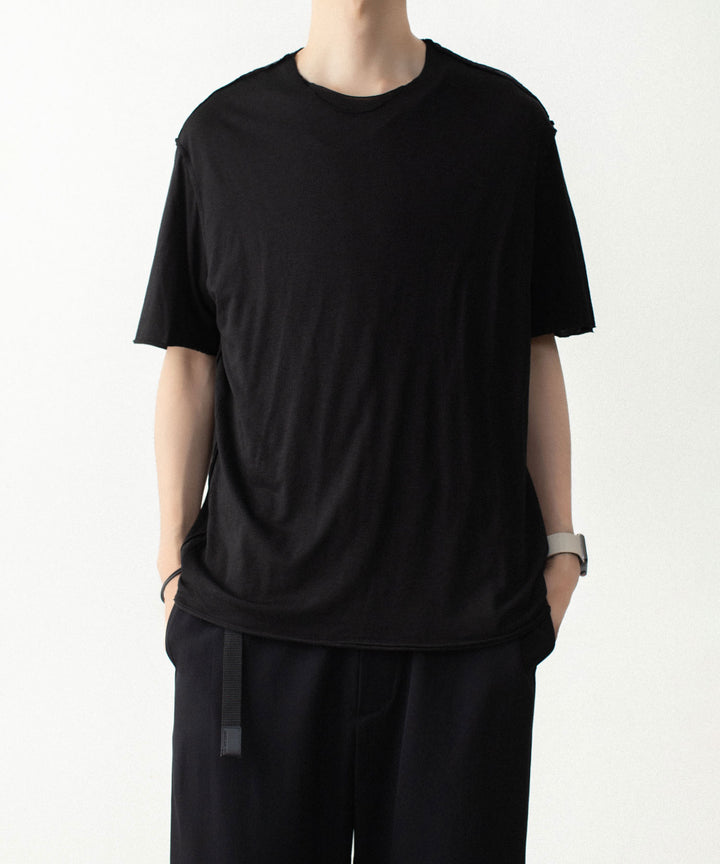 ATTACHMENT アタッチメントのCO/CU JERSEY SLIM FIT LAYERED S/S TEE - BLACKの公式通販サイトsession福岡セレクトショップ