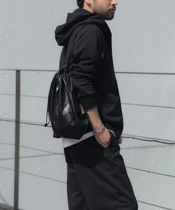 ATTACHMENT /アタッチメント】SYNTHETIC LEATHER BUCKET BAG - BLACK