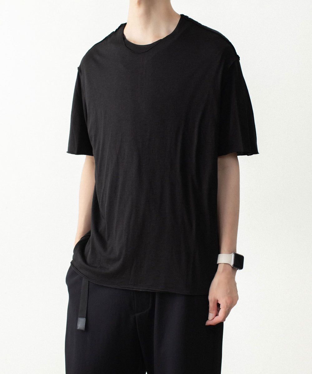 ATTACHMENT アタッチメントのCO/CU JERSEY SLIM FIT LAYERED S/S TEE - BLACKの公式通販サイトsession福岡セレクトショップ