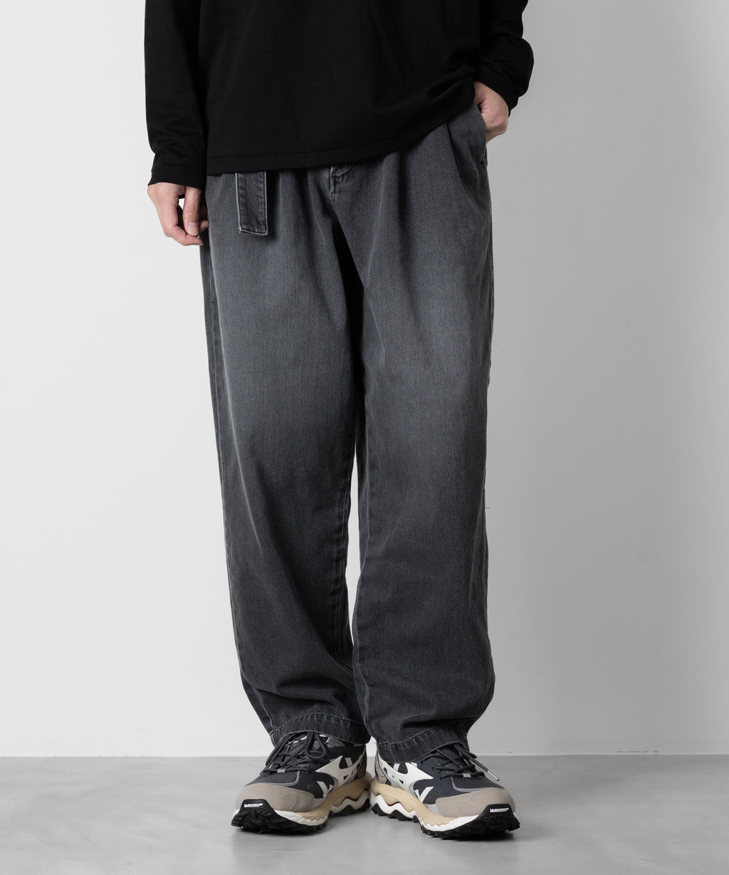 ATTACHMENT アタッチメントの11oz DENIM BELTED TAPERED FIT TROUSERS - BLACK 公式通販サイトsession福岡セレクトショップ