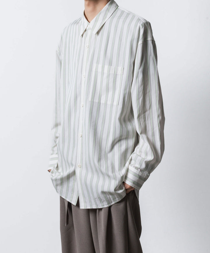 ATTACHMENT アタッチメントのCU/CO STRIPE TWILL L/S SHIRT - S.GREENの公式通販サイトsession福岡セレクトショップ
