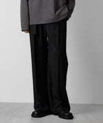 画像をギャラリービューアに読み込む, ATTACHMENT アタッチメントのWASHABLE WO/PE STRETCH SAXONY BELTED WIDE TROUSERS - BLACK 公式通販サイトsession福岡セレクトショップ
