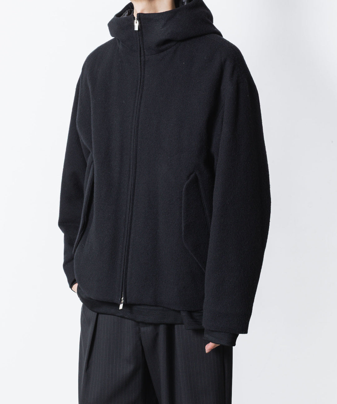 ATTACHMENT アタッチメントのWOOL SHAGGY PADDING HOODED JACKET - BLACKの公式通販サイトsession福岡セレクトショップ
