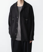 画像をギャラリービューアに読み込む, ATTACHMENT アタッチメントのLY/SI LAWN PATCH POCKET OPEN COLLAR L/S SHIRT - BLACKの公式通販サイトsession福岡セレクトショップ
