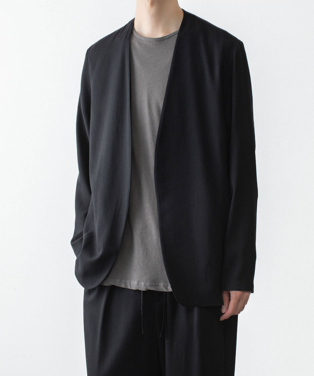 ATTACHMENT アタッチメントの2/90 WO TWIST TWILL COLLARLESS JKT - BLACKの公式通販サイトsession福岡セレクトショップ