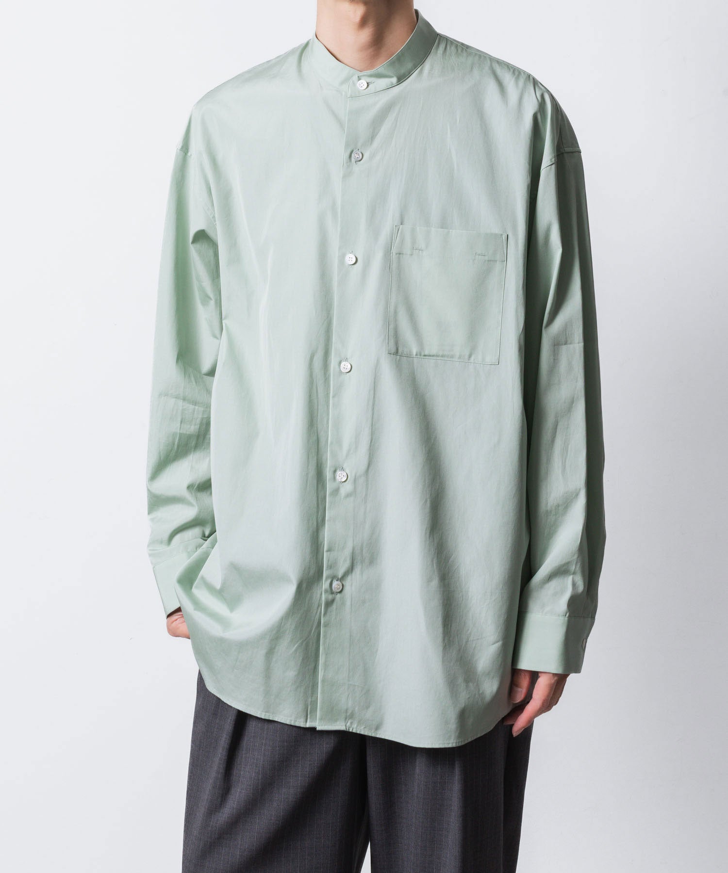 ATTACHMENT アタッチメントの140/2 GIZA BROAD BANDCOLLAR L/S SHIRT - L.GREENの公式通販サイトsession福岡セレクトショップ