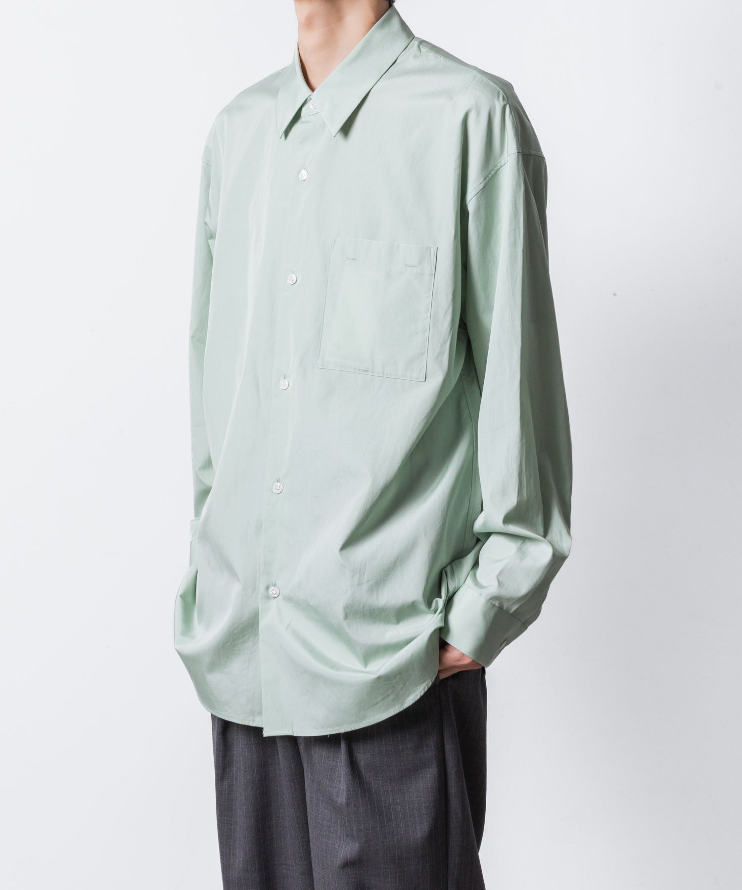 ATTACHMENT アタッチメントの140/2 GIZA BROAD L/S SHIRT - L.GREENの公式通販サイトsession福岡セレクトショップ