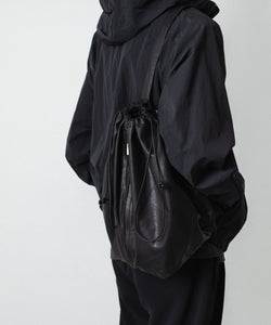 ATTACHMENT /アタッチメント】SYNTHETIC LEATHER BUCKET BAG - BLACK