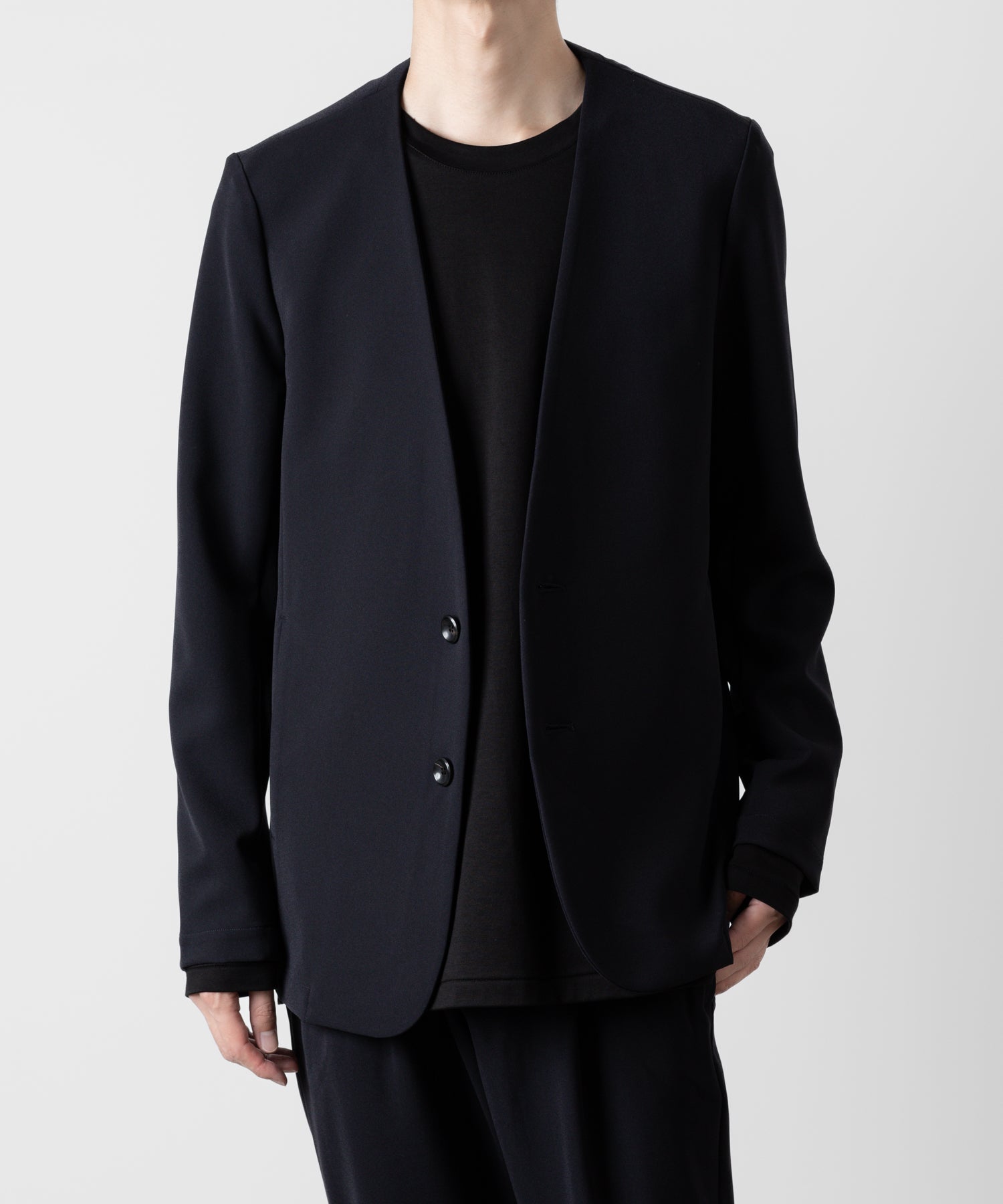 ATTACHMENT アタッチメントのPE STRETCH DOUBLE CLOTH COLLARLESS JACKET - NAVY 公式通販サイトsession福岡セレクトショップ