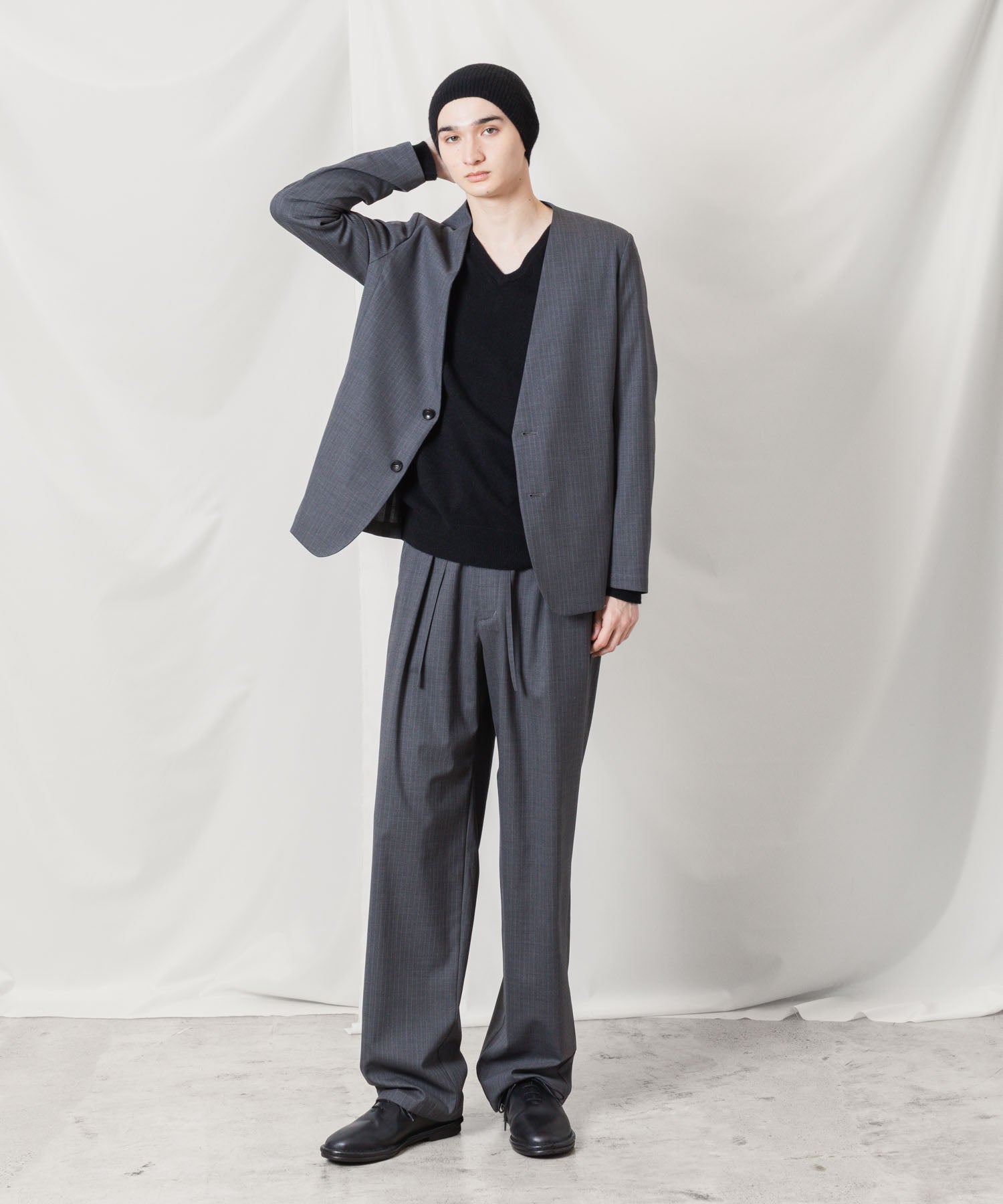 ATTACHMENT アタッチメントのT/W/SI STRETCH GABARDINE COLLARLESS JKT - S.GRAYの公式通販サイトsession福岡セレクトショップ