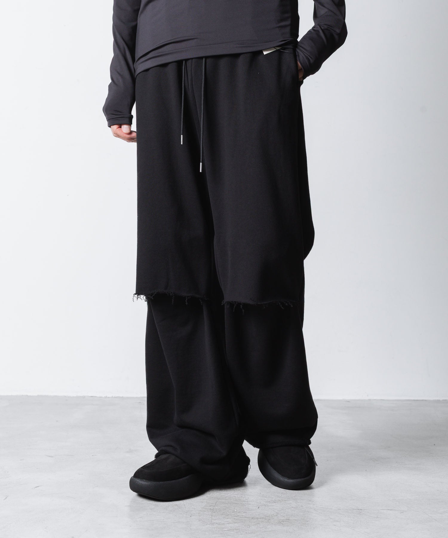VEIN ヴェインのJUMBERCA TERRY CUT OFF BAGGY TROUSERS - BLACKの公式通販サイトsession福岡セレクトショップ