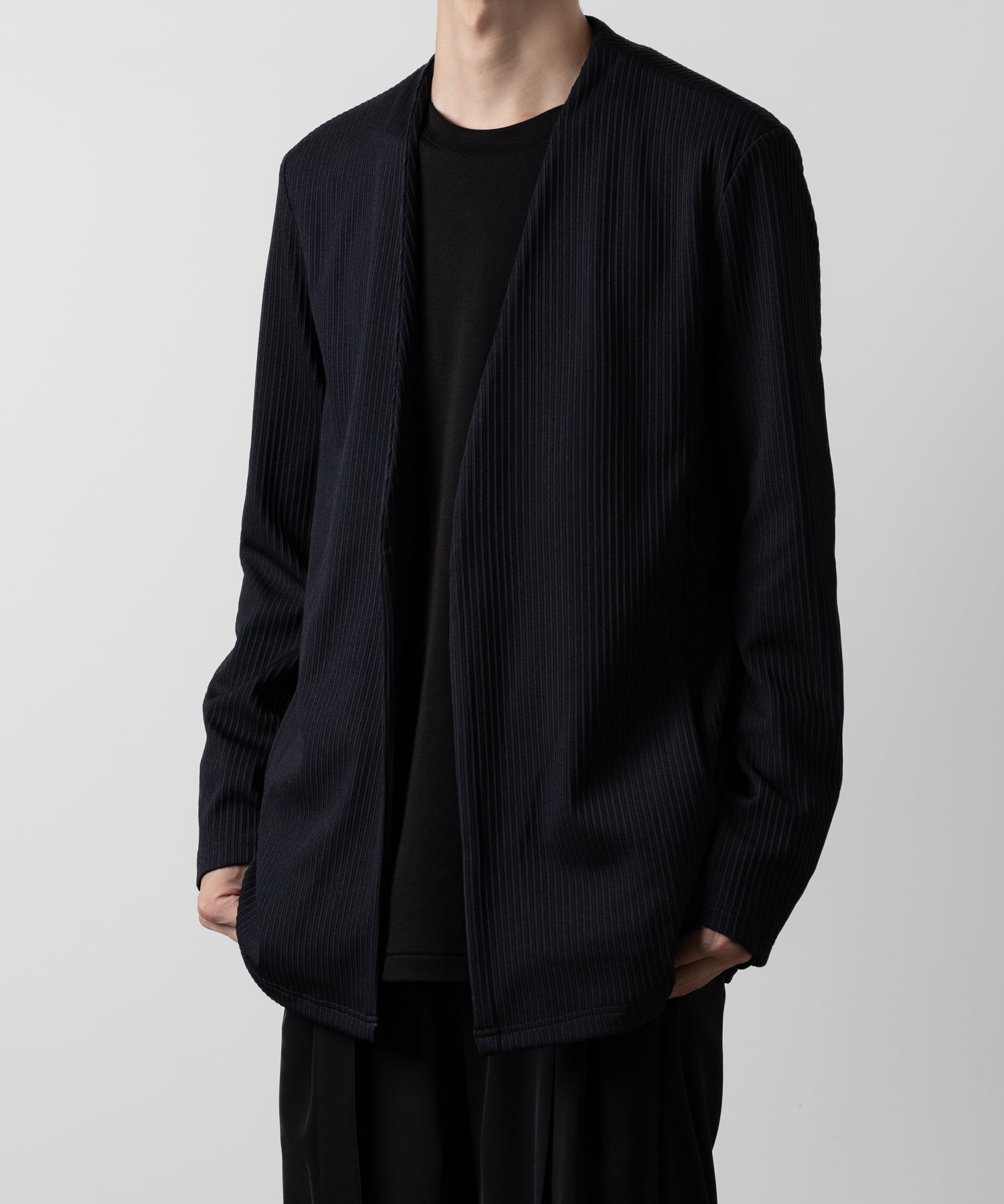 ATTACHMENT アタッチメントのPE STRETCH RIB COLLARLESS CARDIGAN - D.NAVY 公式通販サイトsession福岡セレクトショップ