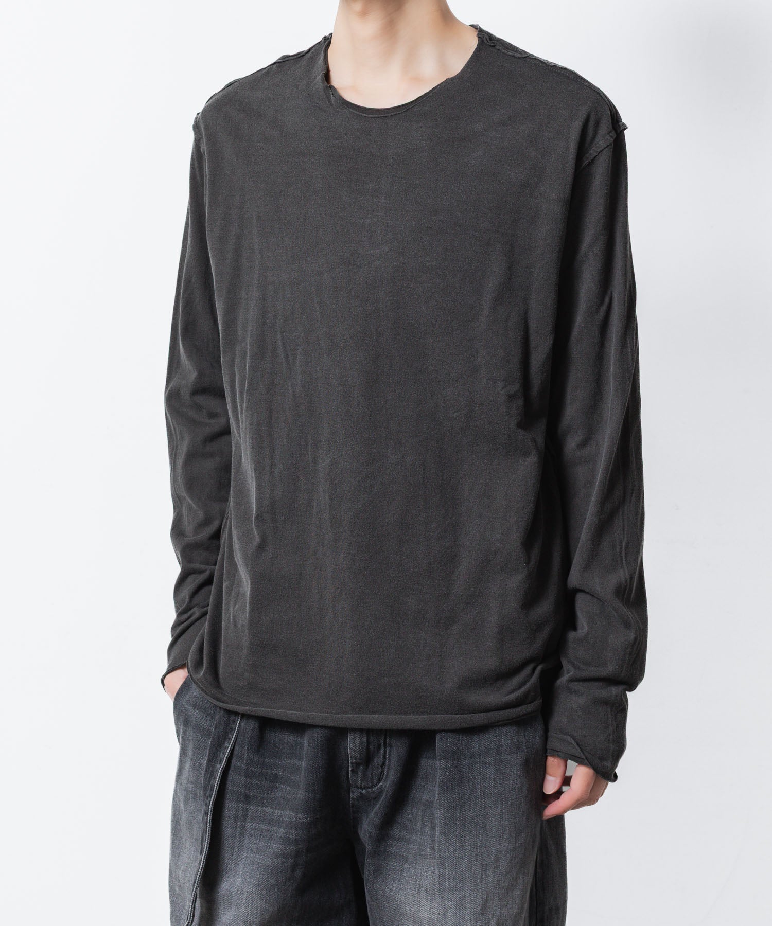 ATTACHMENT アタッチメントの80/2 PIMA CO JERSEY SLIM FIT LAYERED L/S TEE - X.BLACKの公式通販サイトsession福岡セレクトショップ