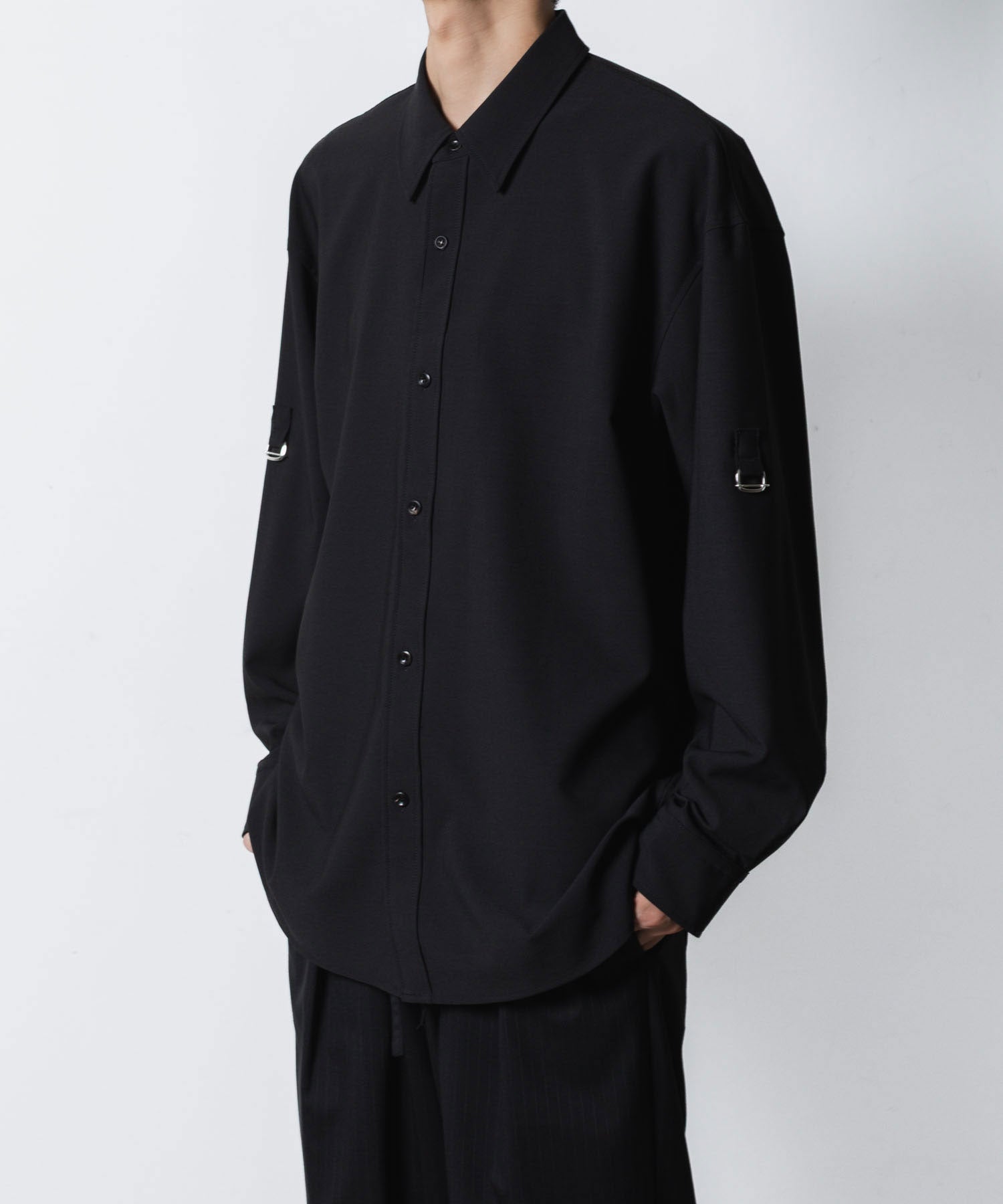 ATTACHMENT アタッチメントのPE/RY STRETCH TROPICAL STRAP SLEEVE L/S SHIRT - BLACKの公式通販サイトsession福岡セレクトショップ