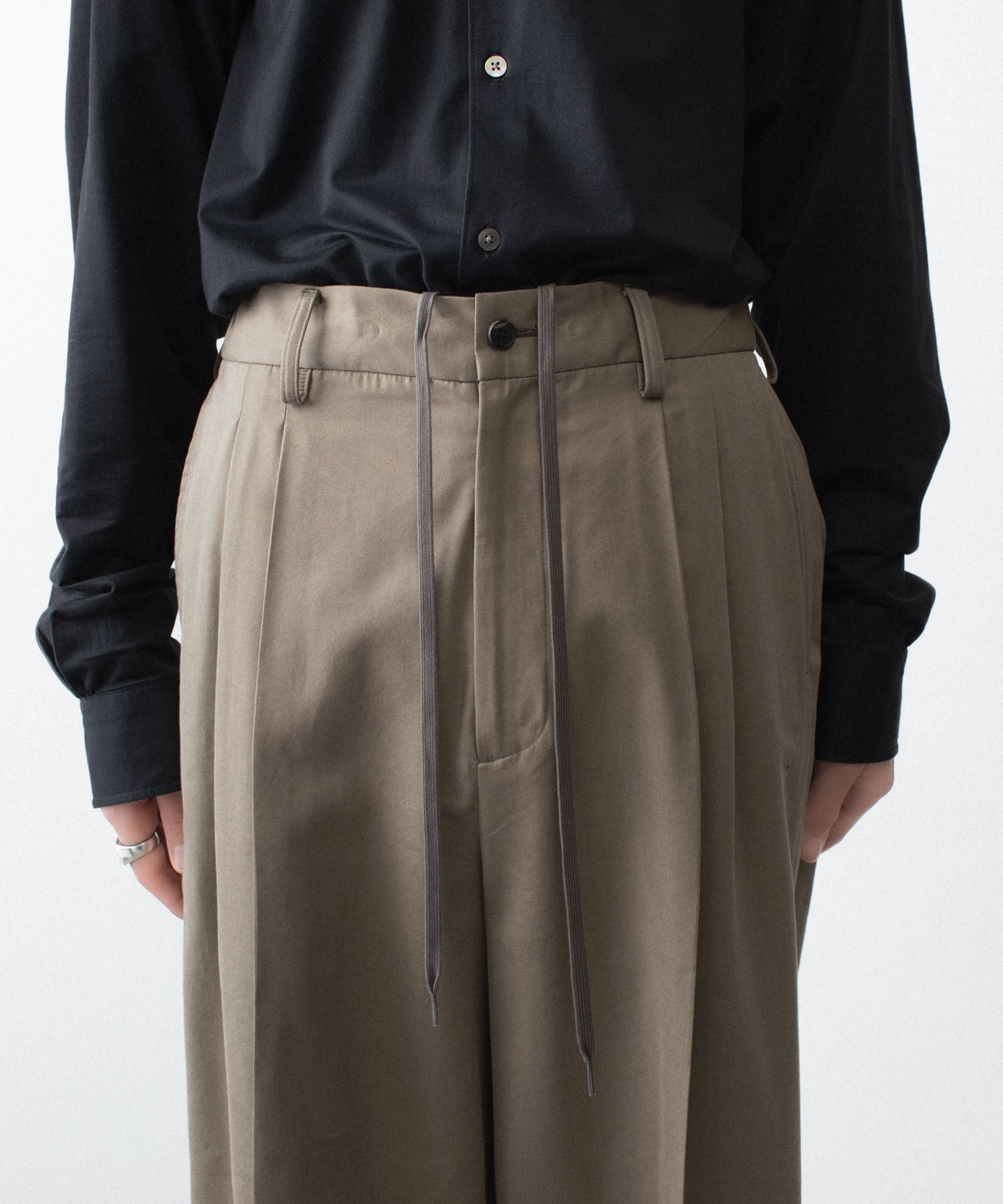 ssstein / シュタイン】COTTON RAYON EASY LONG WIDE TROUSERS - BEIGE