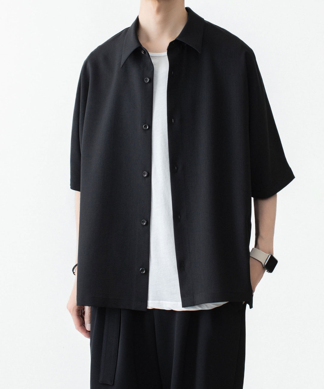 ATTACHMENT / EXCLUSIVE ITEMアタッチメントのPE LIGHT TROPICAL DOLMAN SLEEVE REGULAR COLLAR SHIRT S/S - BLACKの公式通販サイトsession福岡セレクトショップ
