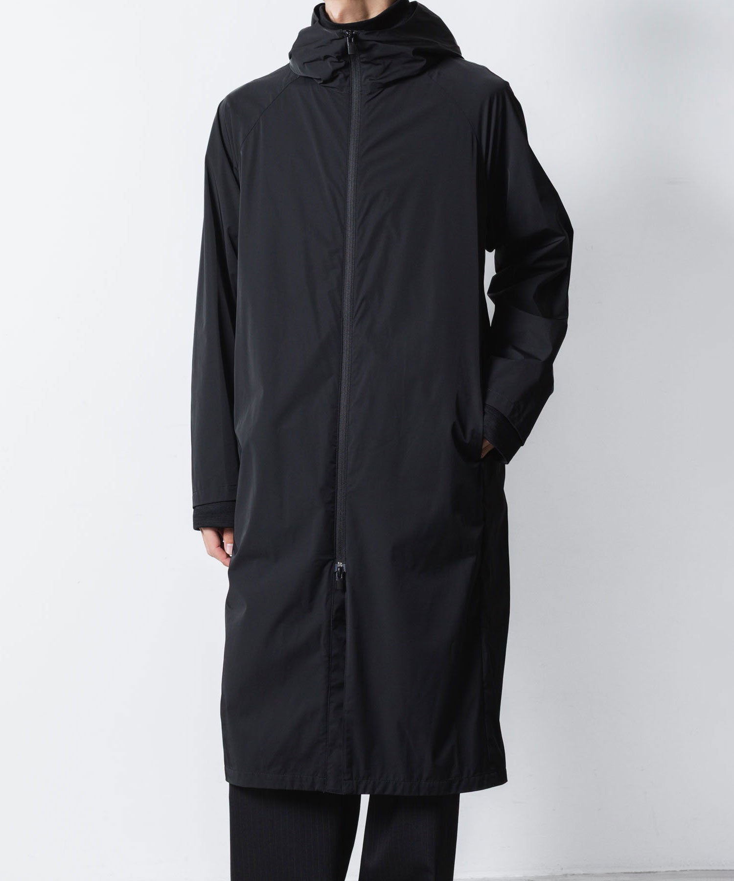 ATTACHMENT アタッチメントのNY 2LAYER STRETCH LIGHT HOODED COAT - BLACKの公式通販サイトsession福岡セレクトショップ