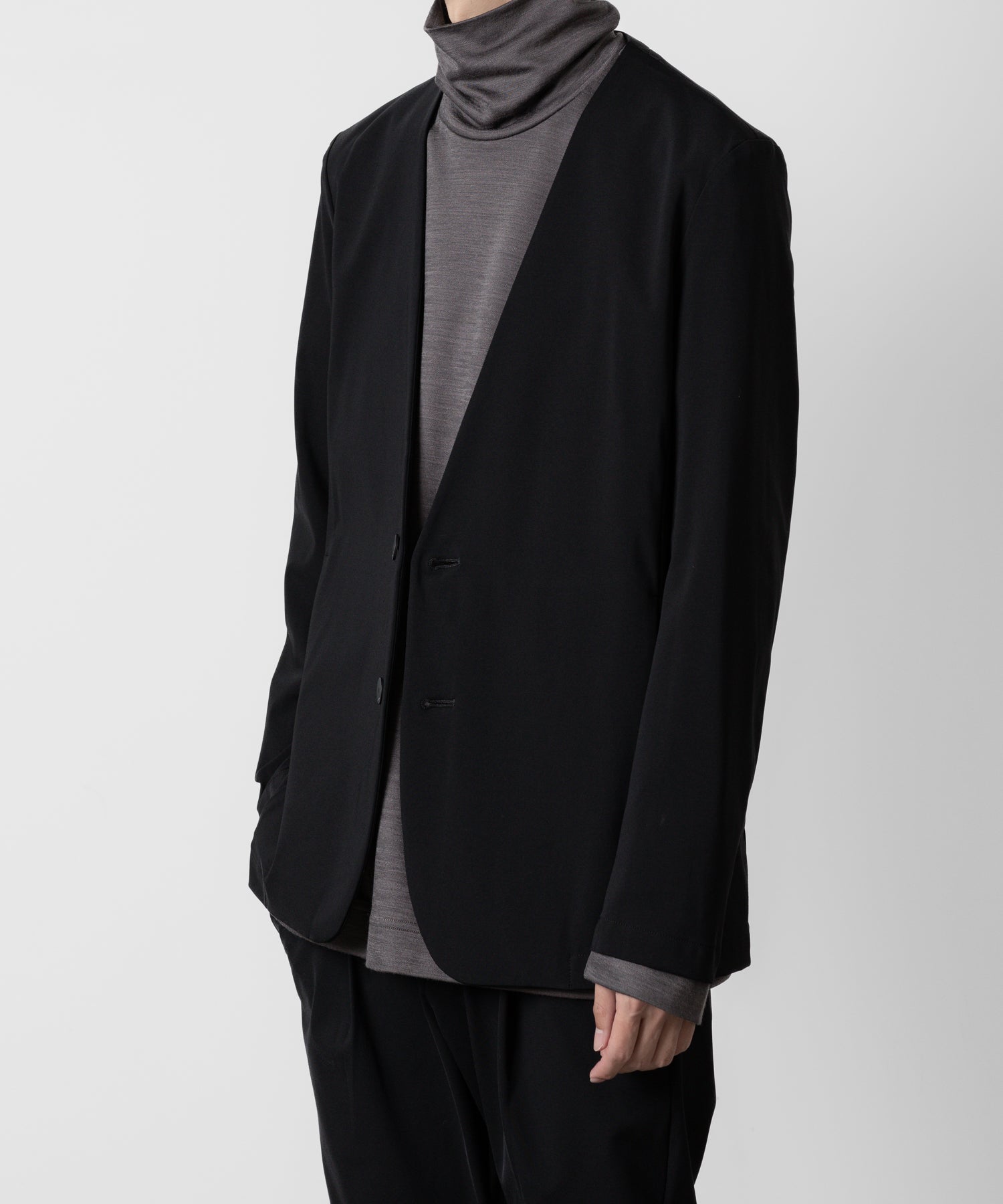 TTACHMENT アタッチメントのNY/CO STRETCH JERSEY COLLARLESS JACKET - BLACK 公式通販サイトsession福岡セレクトショップ