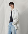 【 ATTACHMENT 】CU/CO STRIPE TWILL L/S SHIRT - S.GREEN